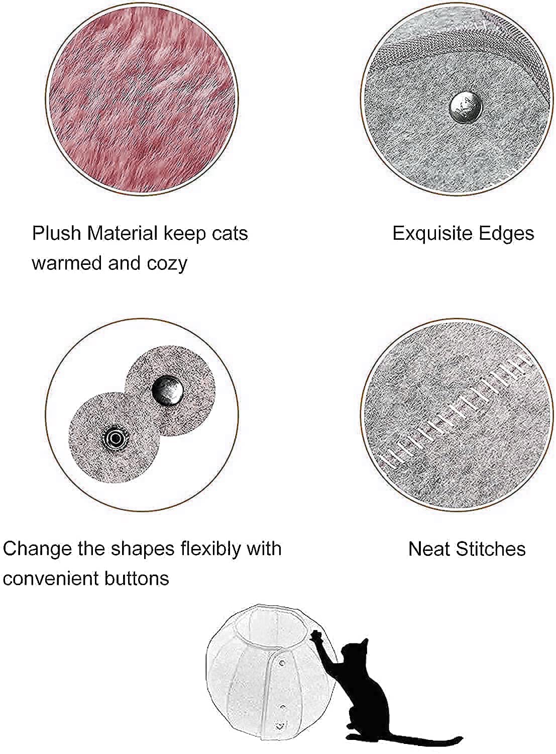 Camas para gatos de interior, plegable y lavable, de fieltro, cama cueva de gato, resistente a los arañazos, cómoda casa de gato, juguete (rosa)
