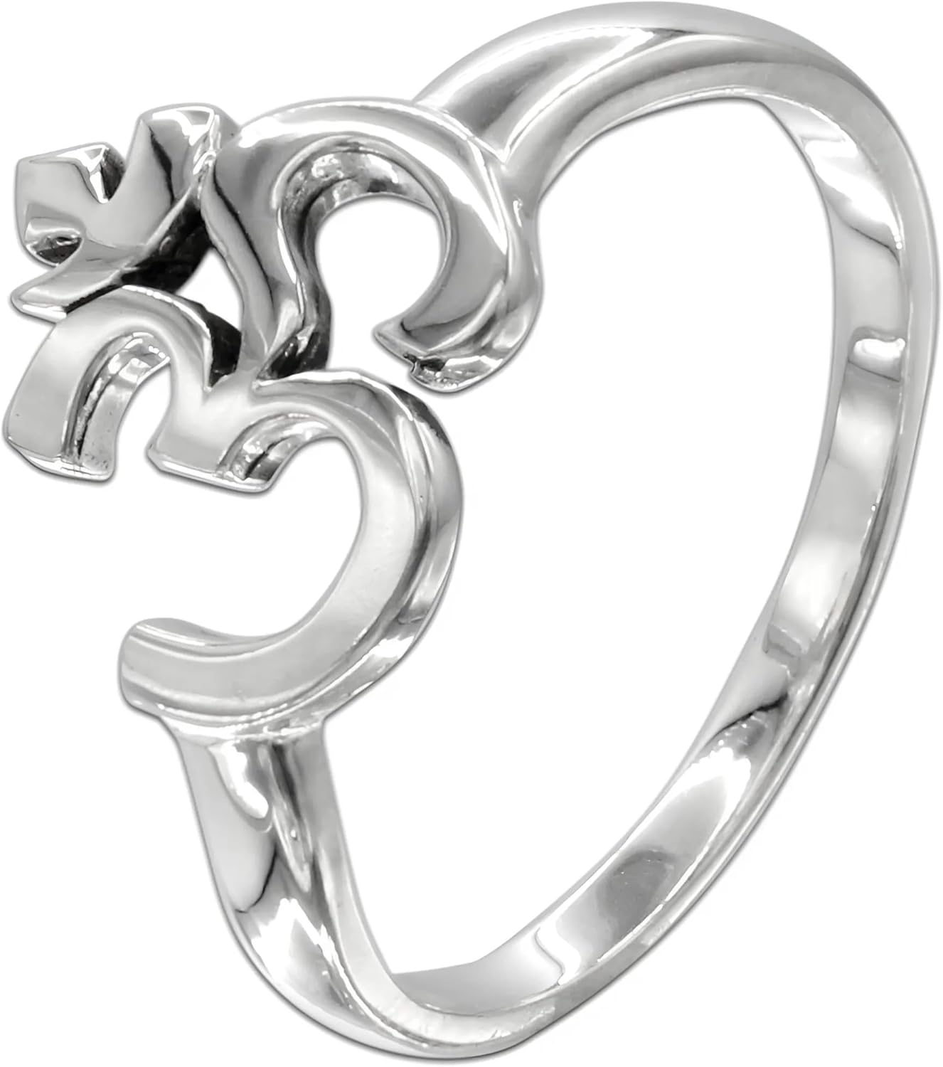 Moonlight Mysteries Aum Symbol Om Ring | .925 Sterling Silver Hindu Buddhist Jewelry | Sizes 4-15