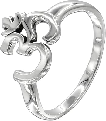 Moonlight Mysteries Aum Symbol Om Ring | .925 Sterling Silver Hindu Buddhist Jewelry | Sizes 4-15