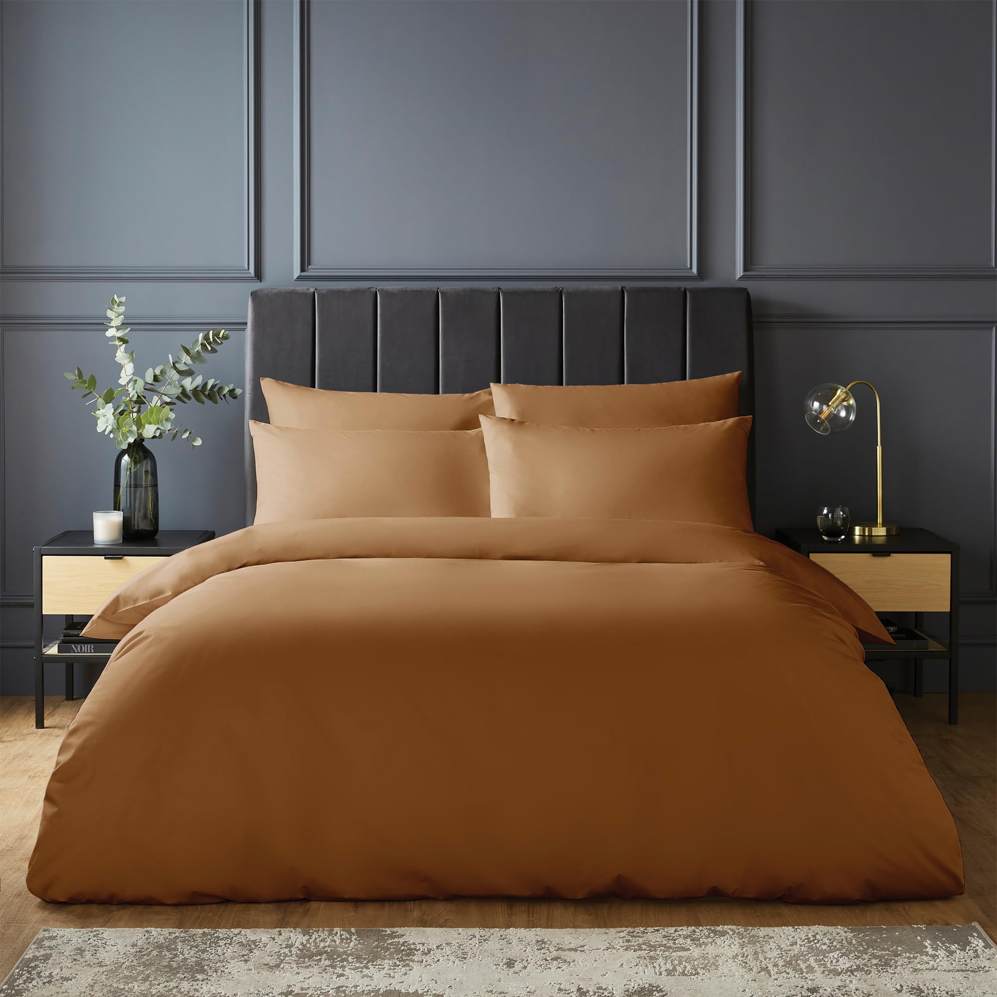 Silentnight Pure Cotton Duvet Set - Luxurious Cool Soft Touch 200 Thread Count - Button Fastening - Breathable 100% Cotton Quilt Cover + Pillowcase Bed Set - Machine Washable, Terracotta, Single