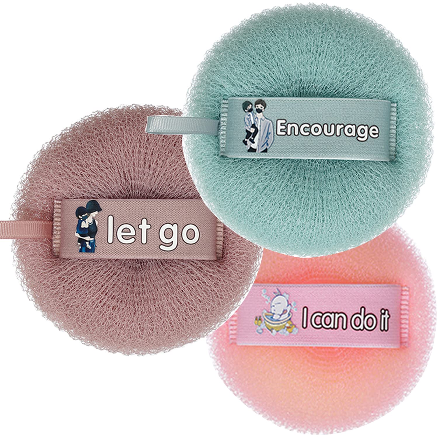 Bath Shower Loofah Sponge,Elastic Pad Bath Mesh Pouf Shower Ball Body Scrubber Exfoliating loofa for Women and Men (Encourage Blue)