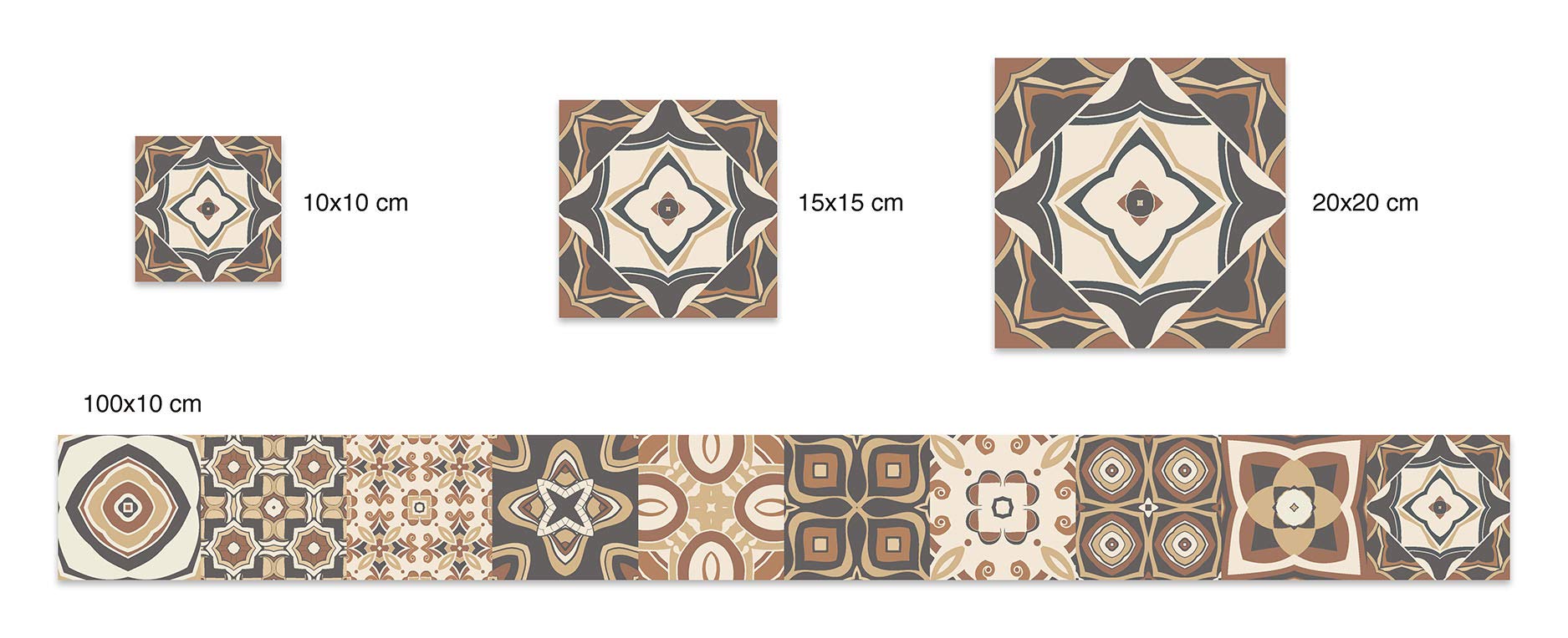 Panorama Adesivi per Piastrelle in Vinile PVC Set di 24 Piastrelle di 20x20cm Modello Idraulico Marrone - per Cucina e Bagno - Stikers per Pareti - Mattonelle Adesive