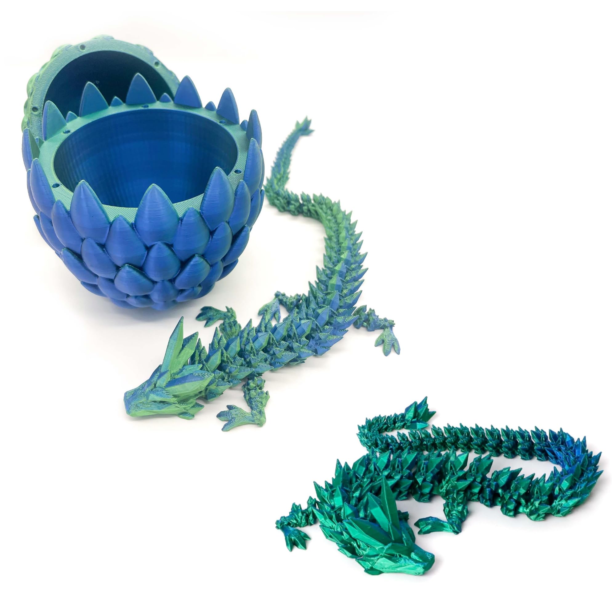 Flavery Dragon in Egg and 12inch Crystal Dragon - Blue mix Green