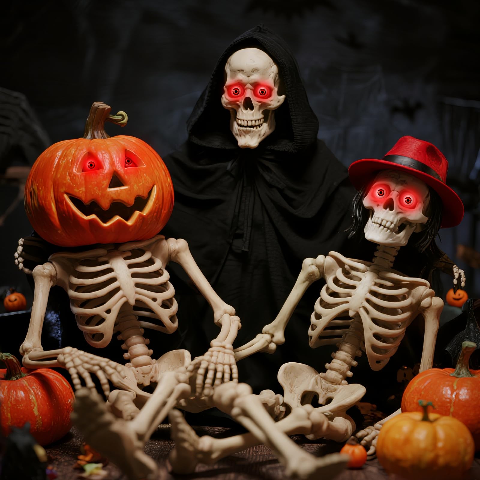 Świecące oczy LED na Halloween, dekoracje kostiumowe, maski Cosplay i czaszki (czerwone 2)