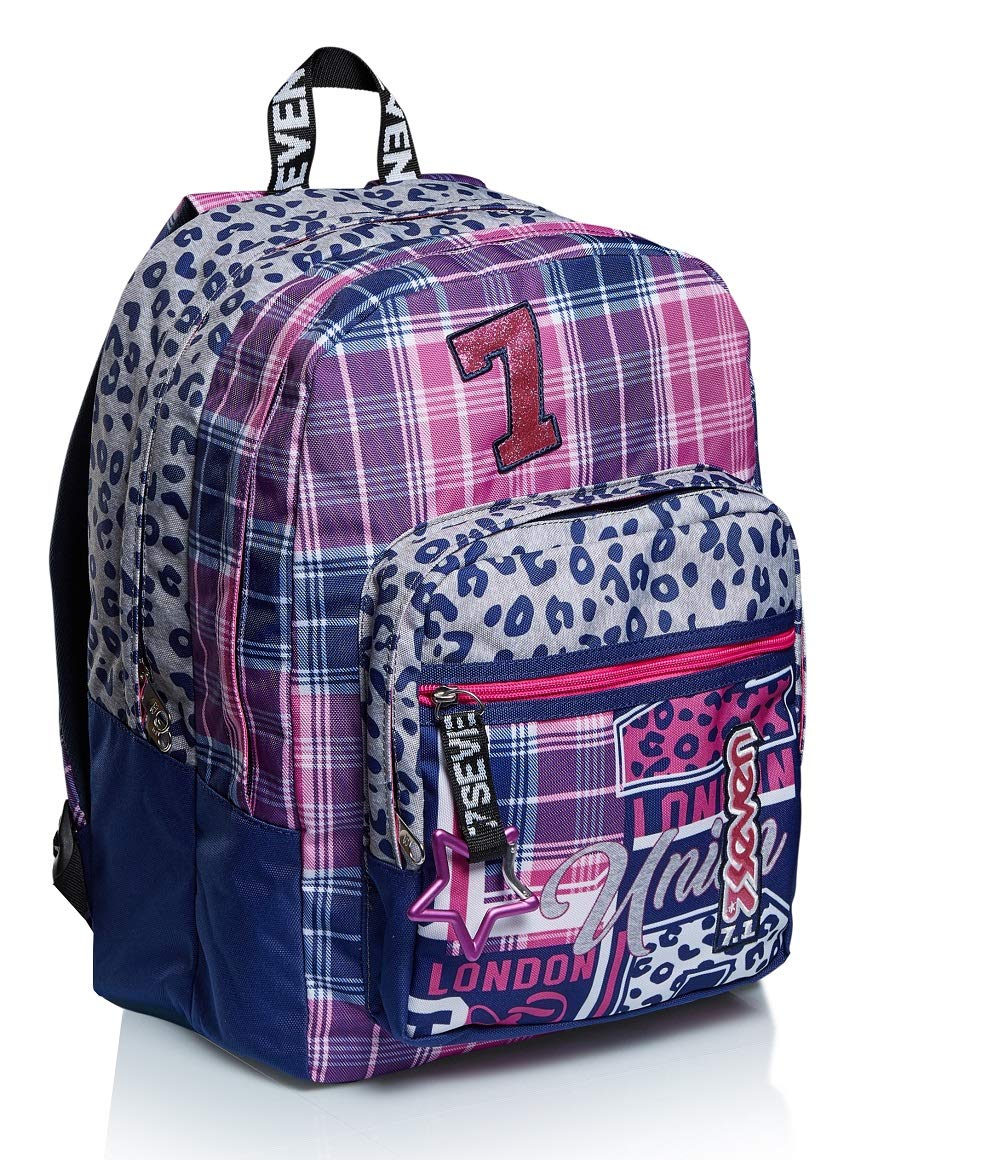 Seven Zaino Scuola Outsize, Zaino Doppio Scomparto con Tasca Frontale con Organizer, Maxi Capiente, Scuola, Bambine e Ragazze