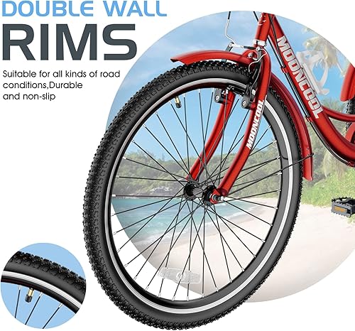 Miniatura 4 de Slsy Triciclo para adultos de 7 velocidades para adultos, bicicletas de tres ruedas de 20, 24 y 26 pulgadas, triciclo de carga para adultos mayores,