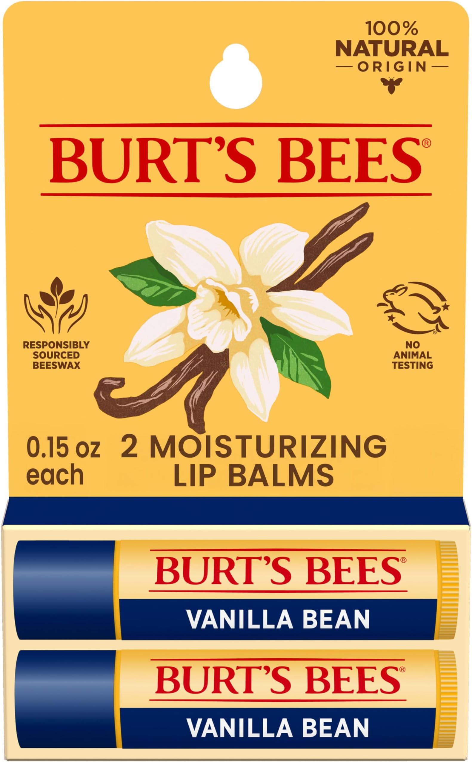 100% Natural Moisturizing Lip Balm, Vanilla Bean, 4.25g