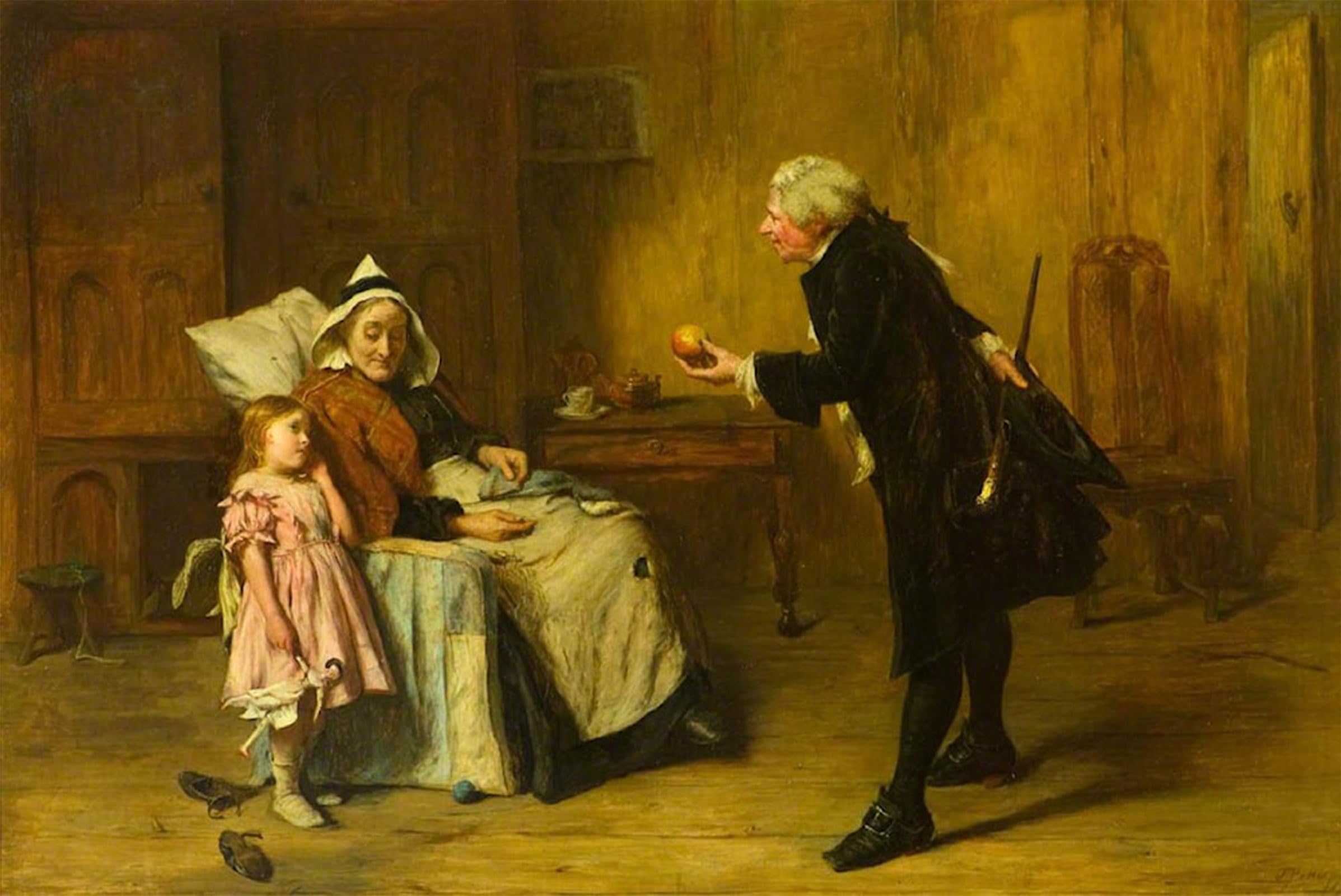 Serendipitp No Frame Abstract Painting Mural Print Picture Wall Decor Painting The Doctor's Visit By John Pettie Vintage Wall Artwork For Home Decor 60X90cm