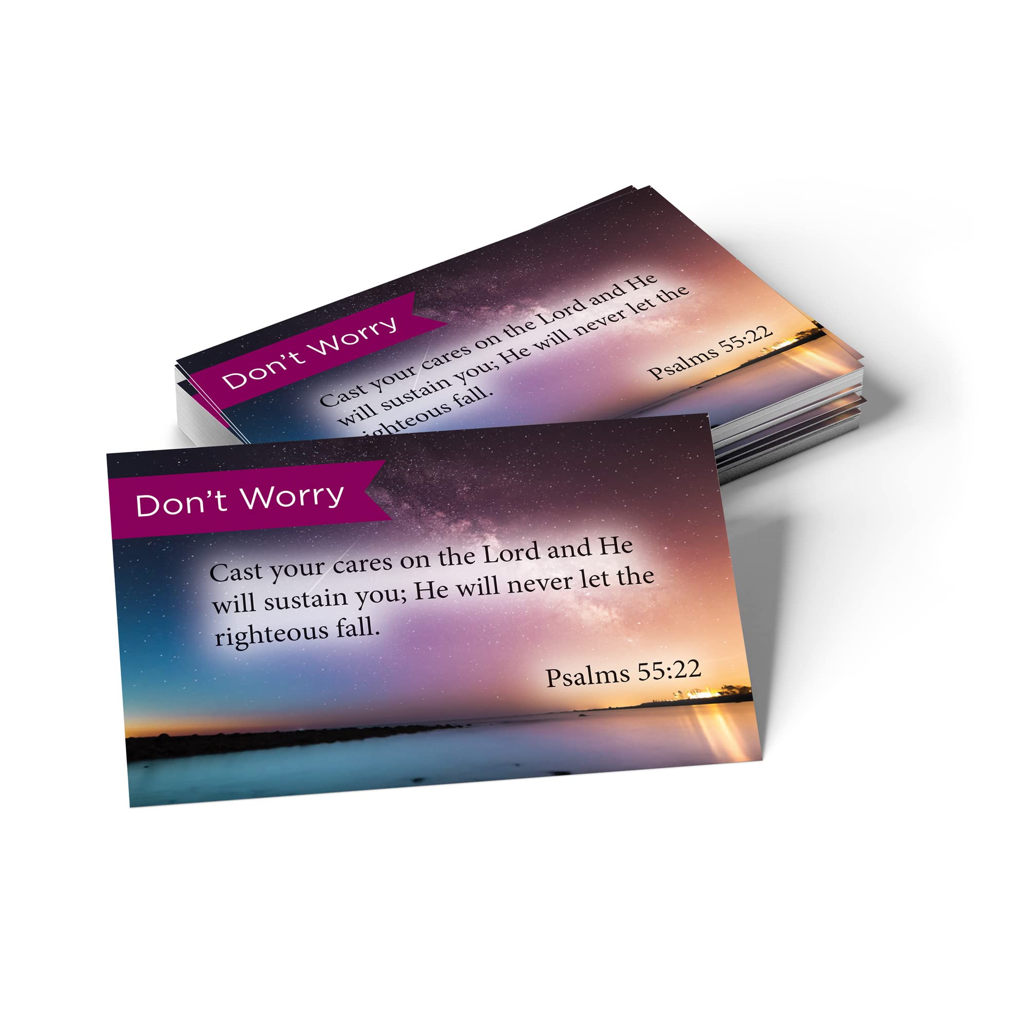 Pass It On Scripture Cards, Don't Worry, Psalm 55:22, Pack of 25 Inspirational Bible Verse Wallet Cards for Devotional, Bible Study, & Memorization, Small Christian Greetings for Encouragement