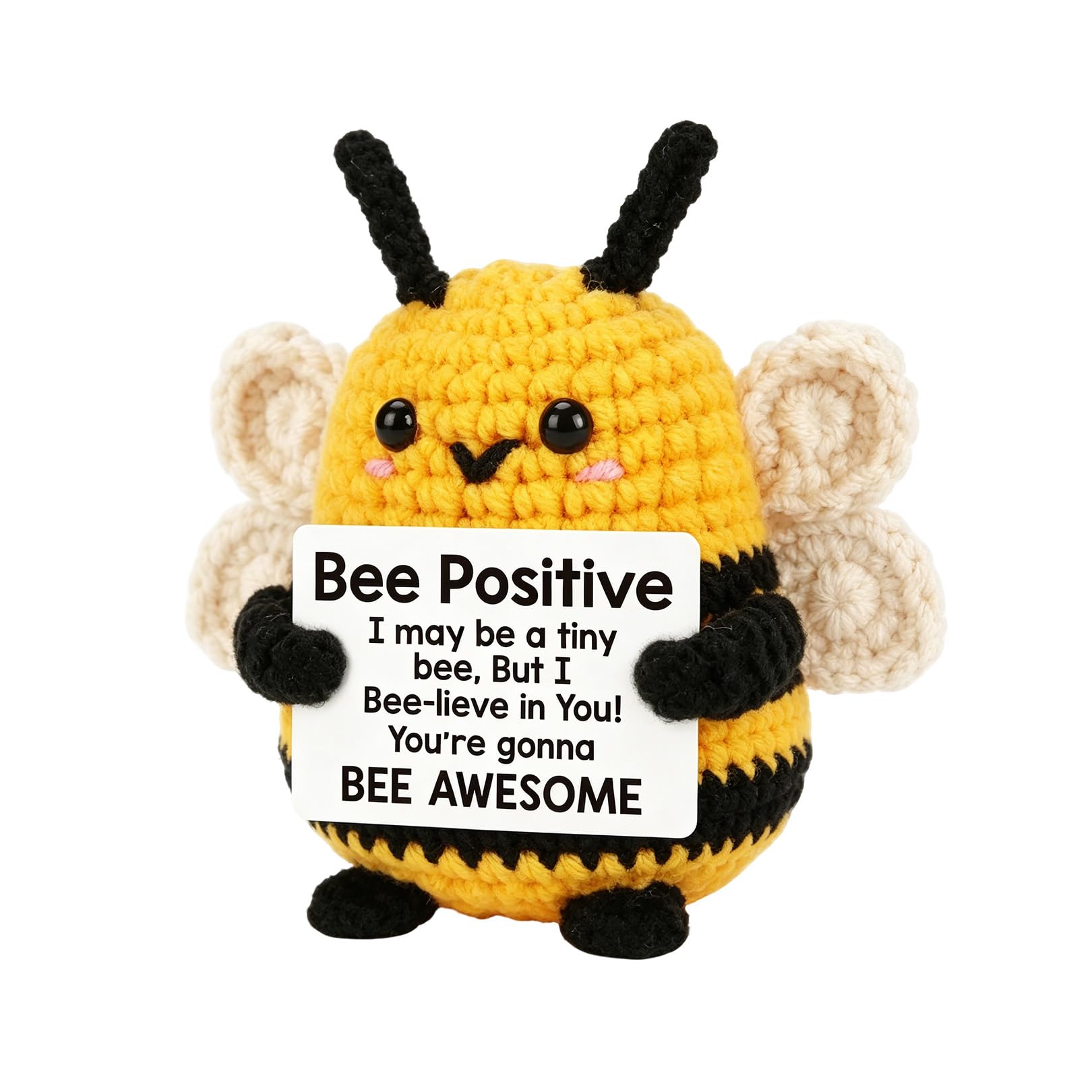 Oberlyn Positive Bee Gifts,Exam Good Luck Gifts,Emotional Support Gift,Funny Positive Crochet Animals,Exams Graduation Knitted Lucky Bee for Adults Women Men Girlfriend Boyfriend Him Her (Bee)