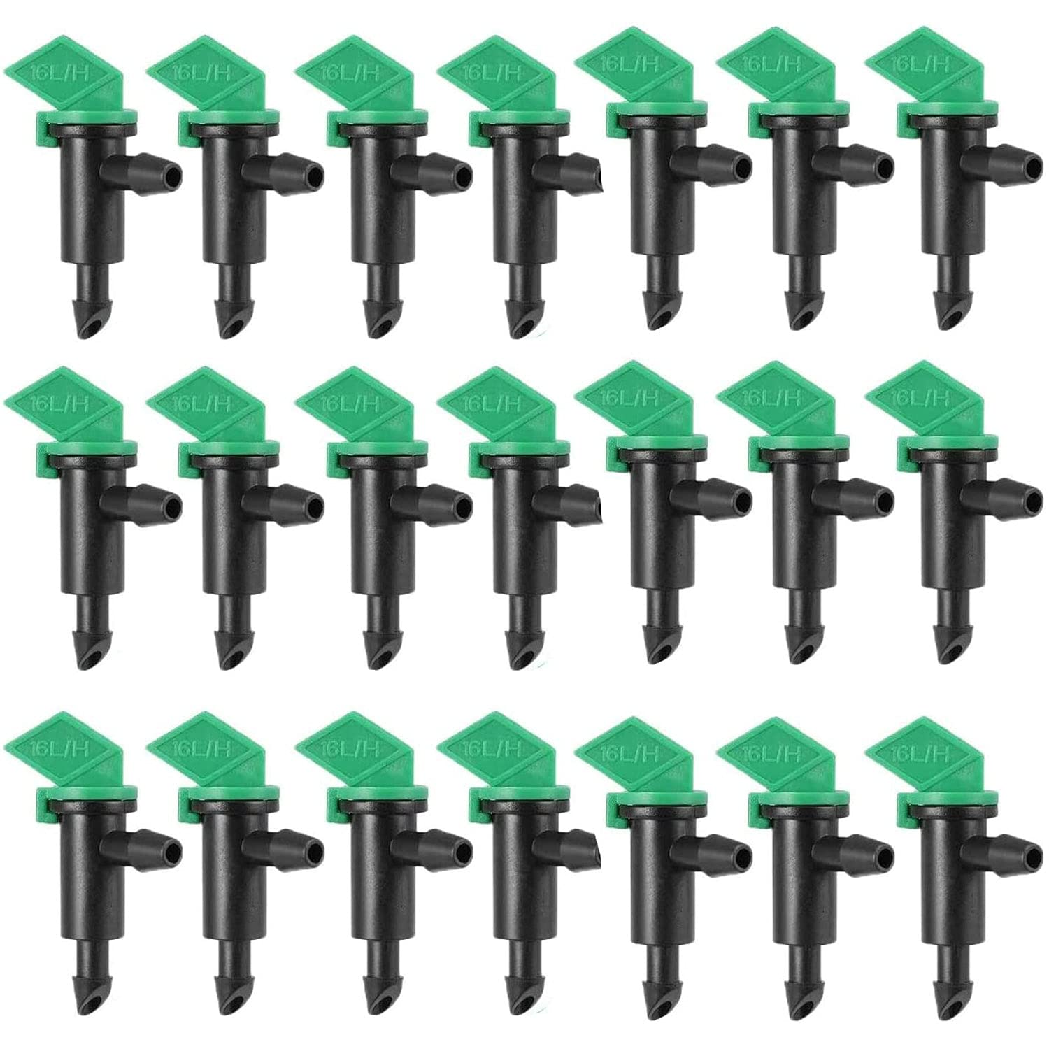 Gocciolatori per irrigazione con bandiera del giardino, 4 GPH, alberi e arbusti, 16L/H irrigatore d'acqua emettitori testa collegare 4-7 mm tubo per prato, ortaggi, giardino, 300 pezzi