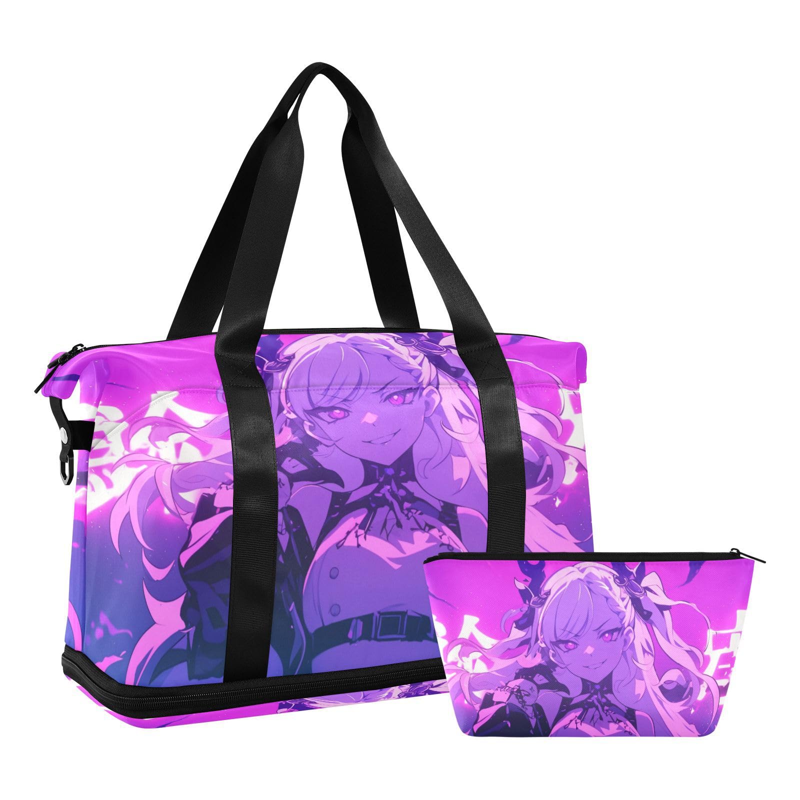 Evil Purple Anime torby marynarskie z mokrą kieszenią regulowany pasek sportowa siłownia torba na ramię do podróży wodoodporna dla mężczyzn kobiet