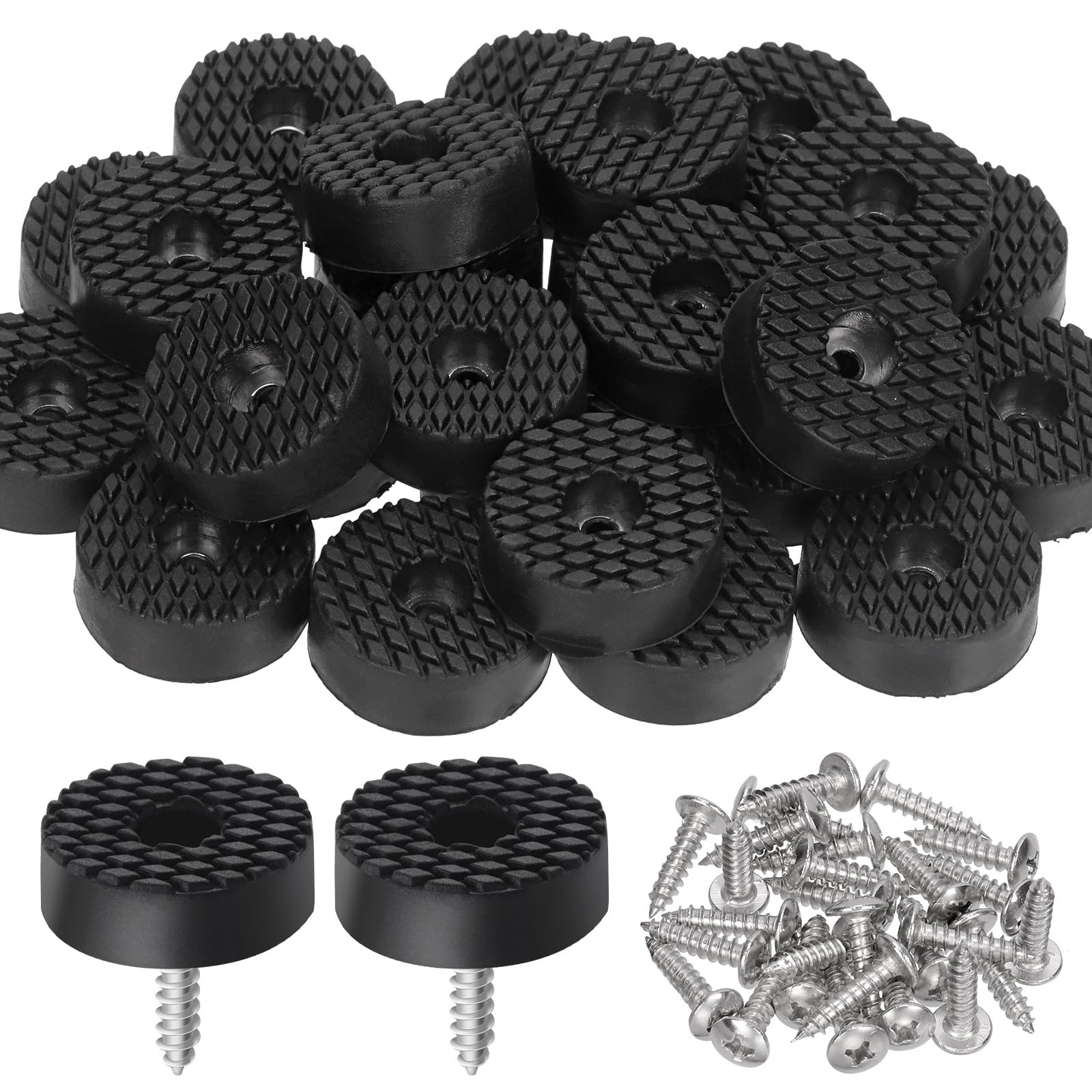 Swpeet 24Sets 30mm Round Black Furniture Pads with Screws - Image 2