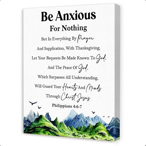 OTINGQD Filipenses 46-7 Be Anxious for Nothing - Arte de pared, decoración de pared inspiradora cristiana, versículo bíblico religioso, arte de