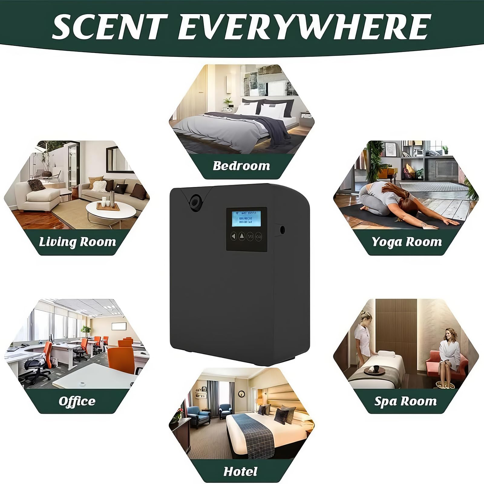 Machine à air parfumée intelligente 300 ml pour la maison,diffuseur d'huiles essentielles sans eau avec technologie de nébulisation,contrôle Bluetooth Wi-Fi,couverture 2000 pieds carrés (Pearl White)