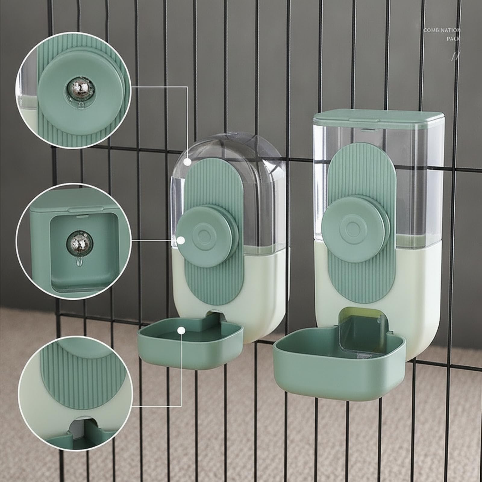 Colcolo Distributore d'Acqua Mangiatoia E Abbeveratoio per Pet a Flusso Continuo per Crocchette Serbatoio Trasparente in Plastica Resistente Fissaggio Adatto per Cani Gatti Conigli