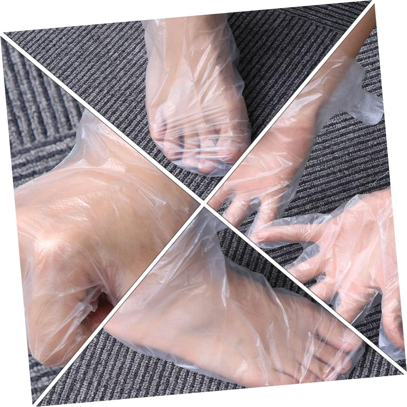200pcs Plastic Foot Gloves with Stickers for Spa and Pedicure Care Portable Pe Material Firm and Practical Use for Foot Treatment