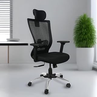 High-Back, Ergonomic Office Chair for Work & Home, Anti-Fatigue Design, W-Seat, Synchro Multi-Lock Mechanism, 2D Armrests, Adjustable Lumbar, 3 Years Warranty - Black (Posture)