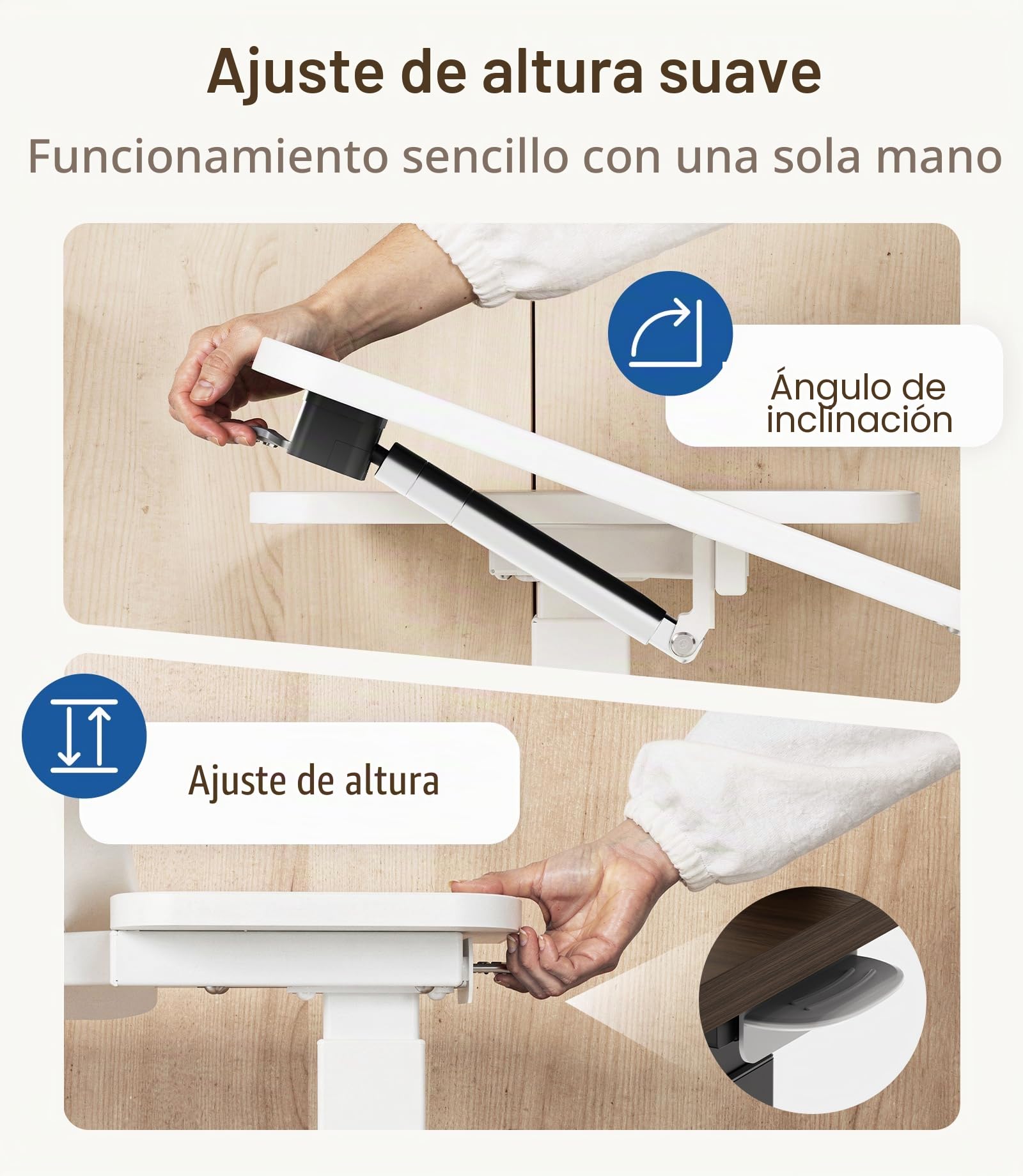 MAIDeSITe Fit Dual Mesa Auxiliar con Ruedas para Ordenador, C Forma Altura Ajustable Mesa de Cama, 70x40cm Pequeña Mesa Elevadora Rodante con Superficie Dividida y Ruedas para Salón Dormitorio