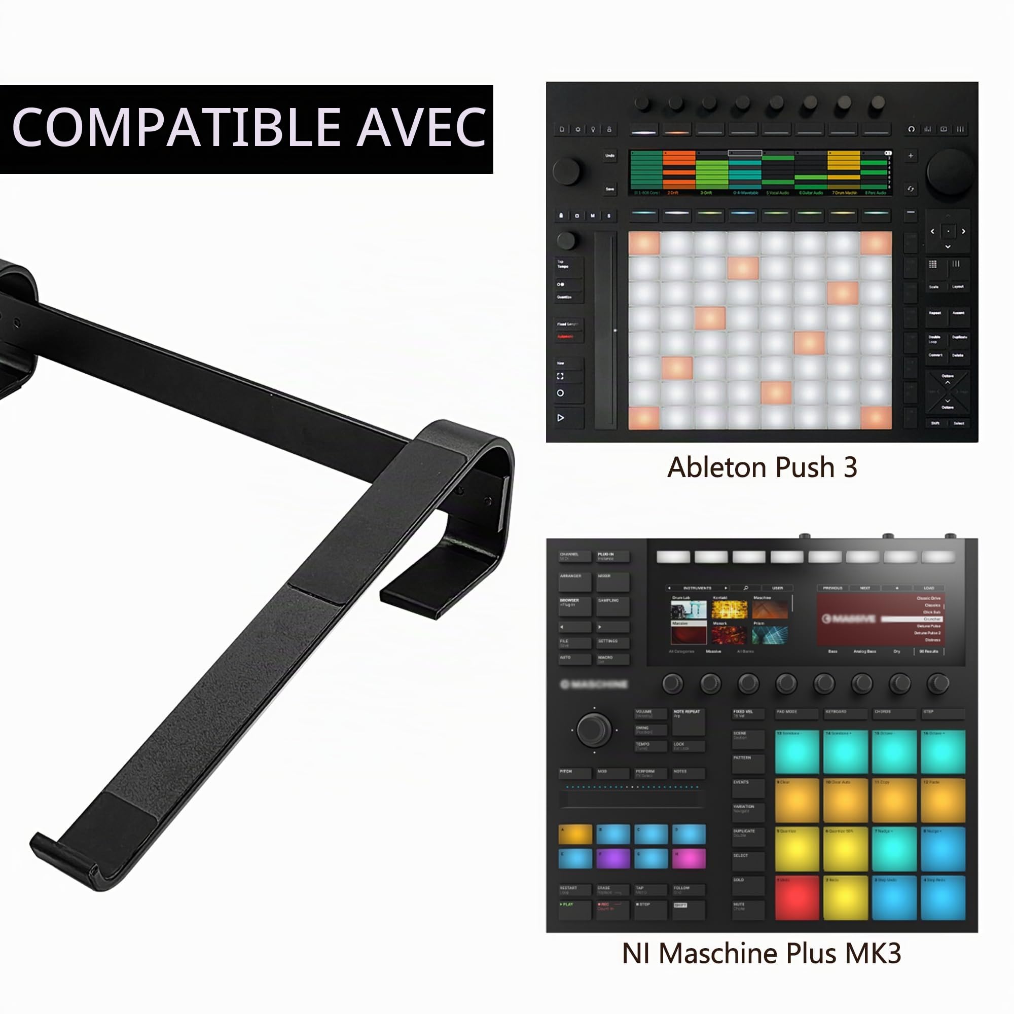 Musiin Support de refroidissement portable en aluminium pour contrôleur de tambour, compatible avec NI Maschine Plus MK3/Ableton Push 3 (noir)