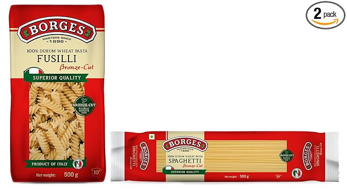 Spaghetti Durum Wheat Pasta, 500 Grams & Borges Fusilli Durum Wheat Pasta, 500 Grams