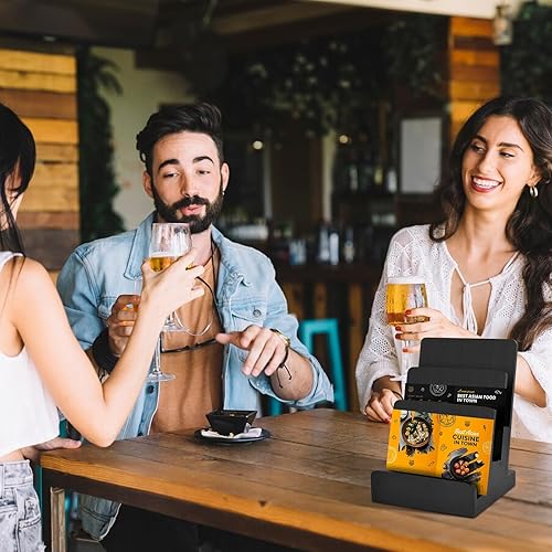 Miniatura 7 de Soporte para folletos de madera de 6 x 9 pulgadas, soporte de exhibición de folletos de 3 niveles, soporte de exhibición de folletos negro, soporte