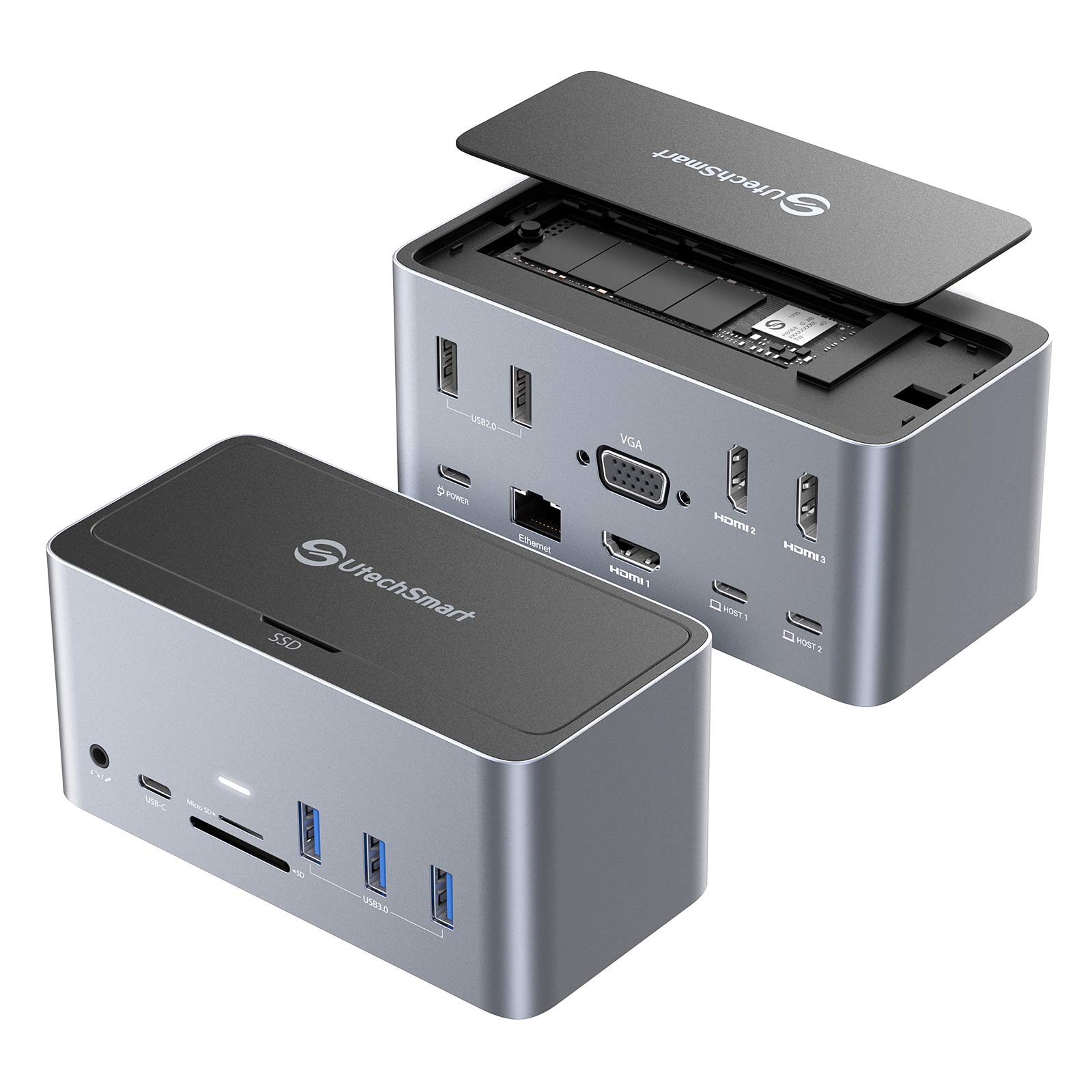 Buy USB C Docking Station, UtechSmart 18in1 Quadruple Display Laptop