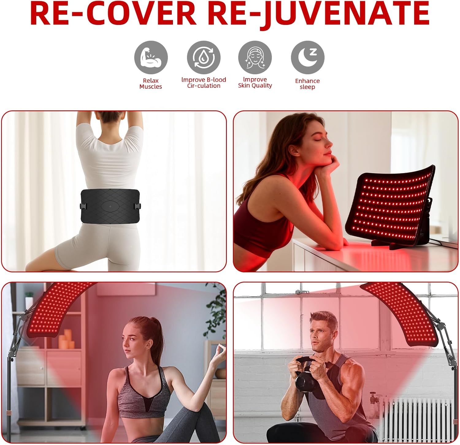 Upgraded 4-in-1 Red Light Therapy Lamp,Infrared Light Therapy with 660nm Visible Red Light & 850nm Invisible Infrared Light with Floor Stand,Infrared Light Therapy for Body - Image 8