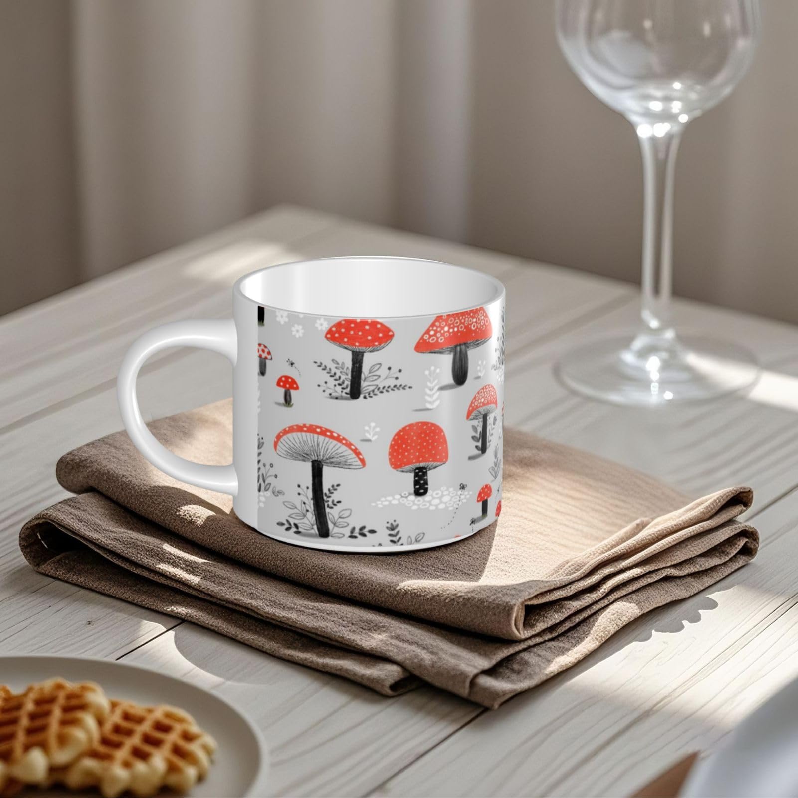 Kreskówka Grzyby Drukowane Duża Pojemność Ceramiczne Kubki Filiżanka Do Kawy