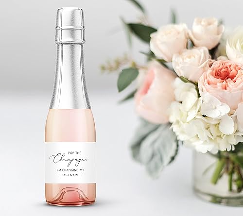 Miniatura 3 de POP the Champagne Im Changing My Last Name Labels  SET of 12  Bachelorette Party Bridal Shower Bride Squad Mini Champagne Bottle Labels Wine Label