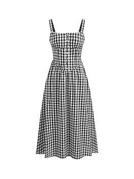 CIDER Maxi Dress for Women Gingham Cotton Blend Square Neck