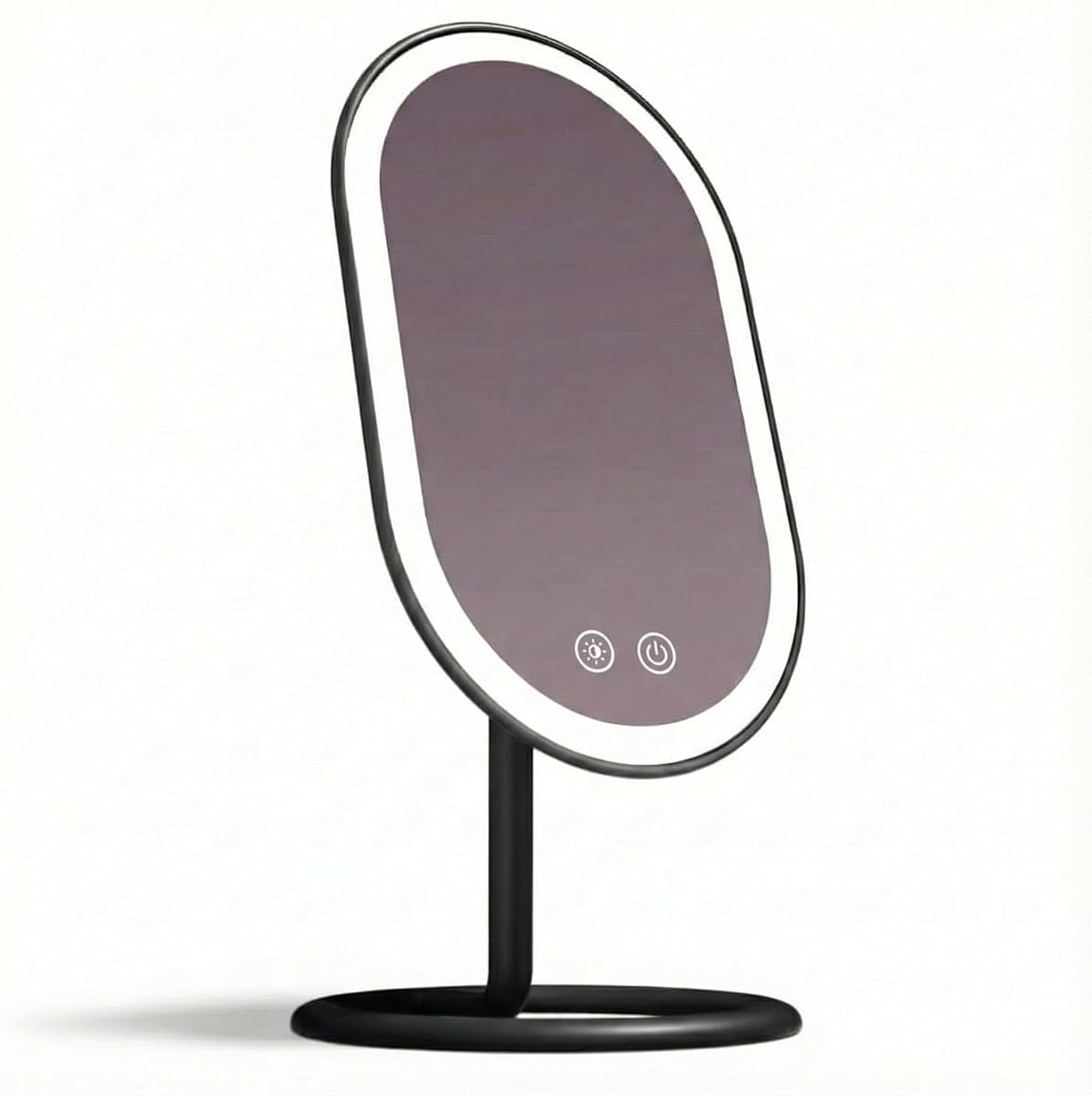 Fancii Vera Espejo de maquillaje con luz LED, recargable, espejo cosmético iluminado inalámbrico con 3 ajustes de luz regulables, doble aumento (obsidiana)