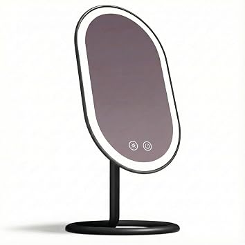 Fancii Vera LED Lighted Vanity Makeup Mirror, Rechargeable - Cordless Illuminated Cosmetic Mirror with 3 Dimmable Light Settings, Dual Magnification Obsidian