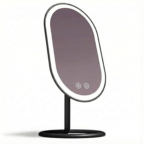 Fancii Vera LED Lighted Vanity Makeup Mirror, Rechargeable - Cordless Illuminated Cosmetic Mirror with 3 Dimmable Light Settings, Dual Magnification (Obsidian)