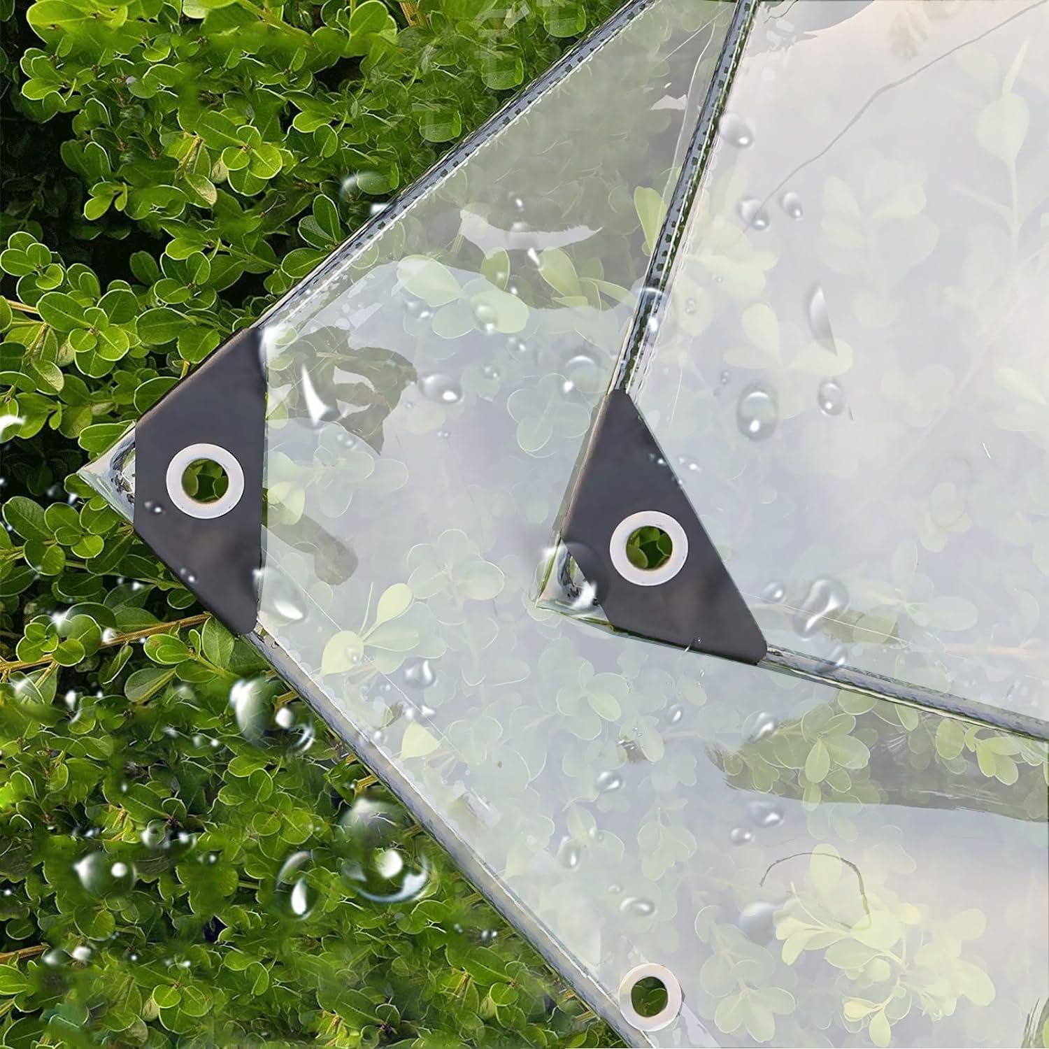 wasserdichte Transparente PE Plane mit Ösen | Wetterfest Faltbar, Regenschutz für Gartenmöbel, Pflanzen und Gewächshäuser Geeignet für Camping, Balkon, Abdeckplane Wasserdicht 3.7x4.6m