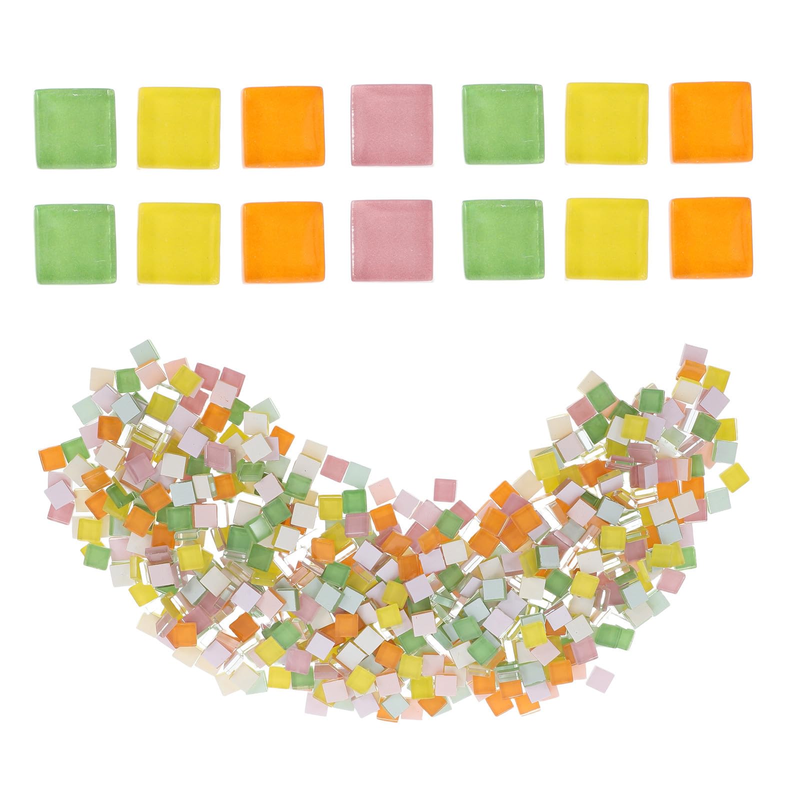 1200 Stück Bunte Quadratische Mosaiksteine aus Glas mit Glatten Kanten 2 Beutel Farbige Glasstücke zum Basteln für Selbstgemacht Projekte und Heimdekoration