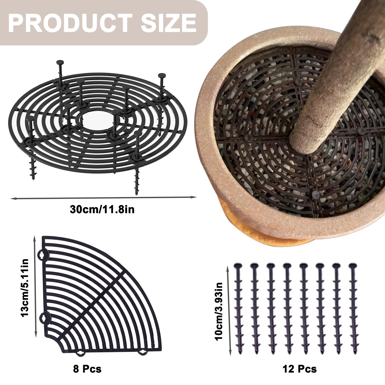 Lot de 2 grilles de protection pour pots de fleurs, 30 cm, grille de protection pour plantes, chat, coupables, protège la terre des animaux et des enfants, noir