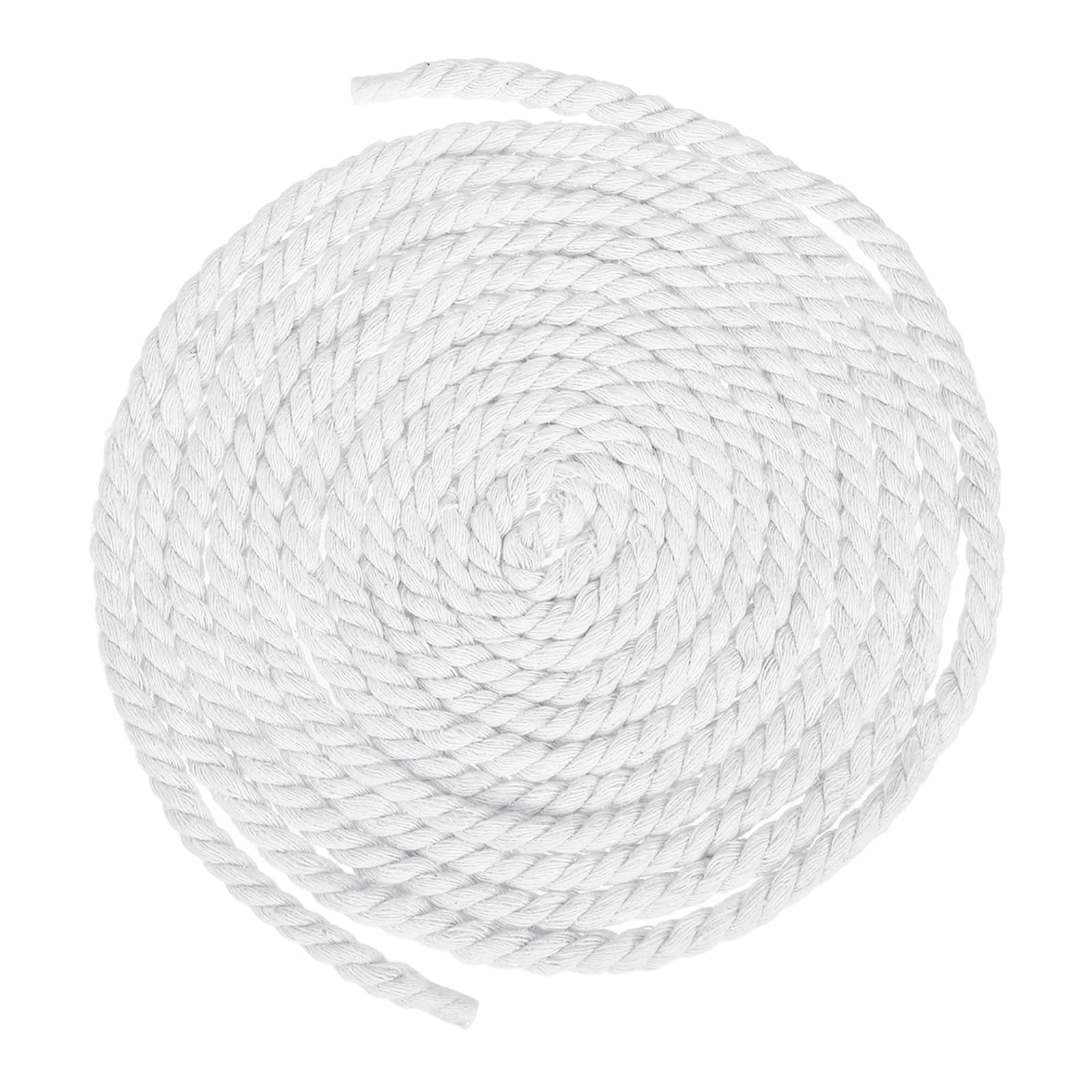 sourcing map 7mmx14.8Ft White Cotton Rope, 3 Strand Cord