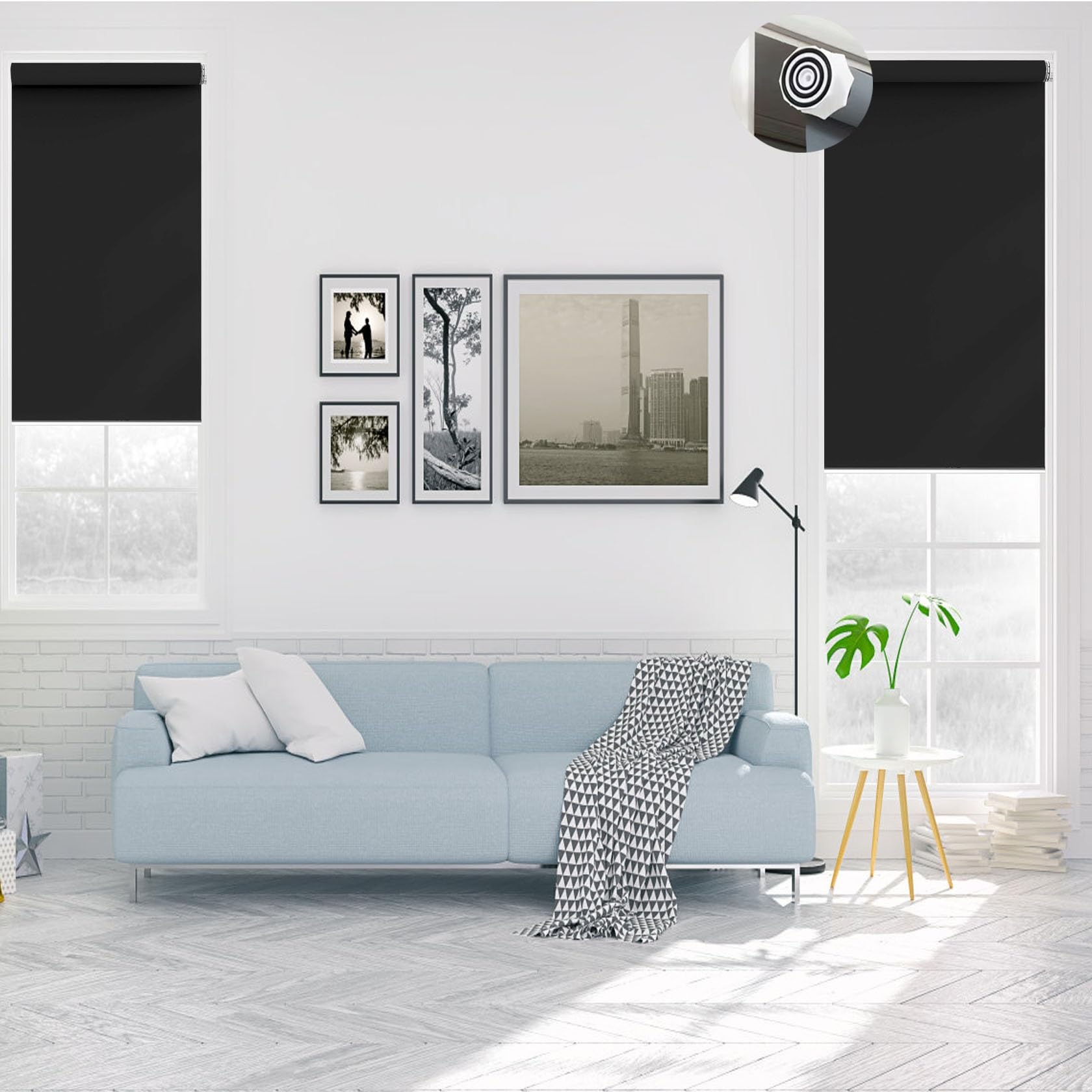 Amazon｜ロールスクリーン 突っ張り式 60 x 190 cm 1級遮光 断熱 防音