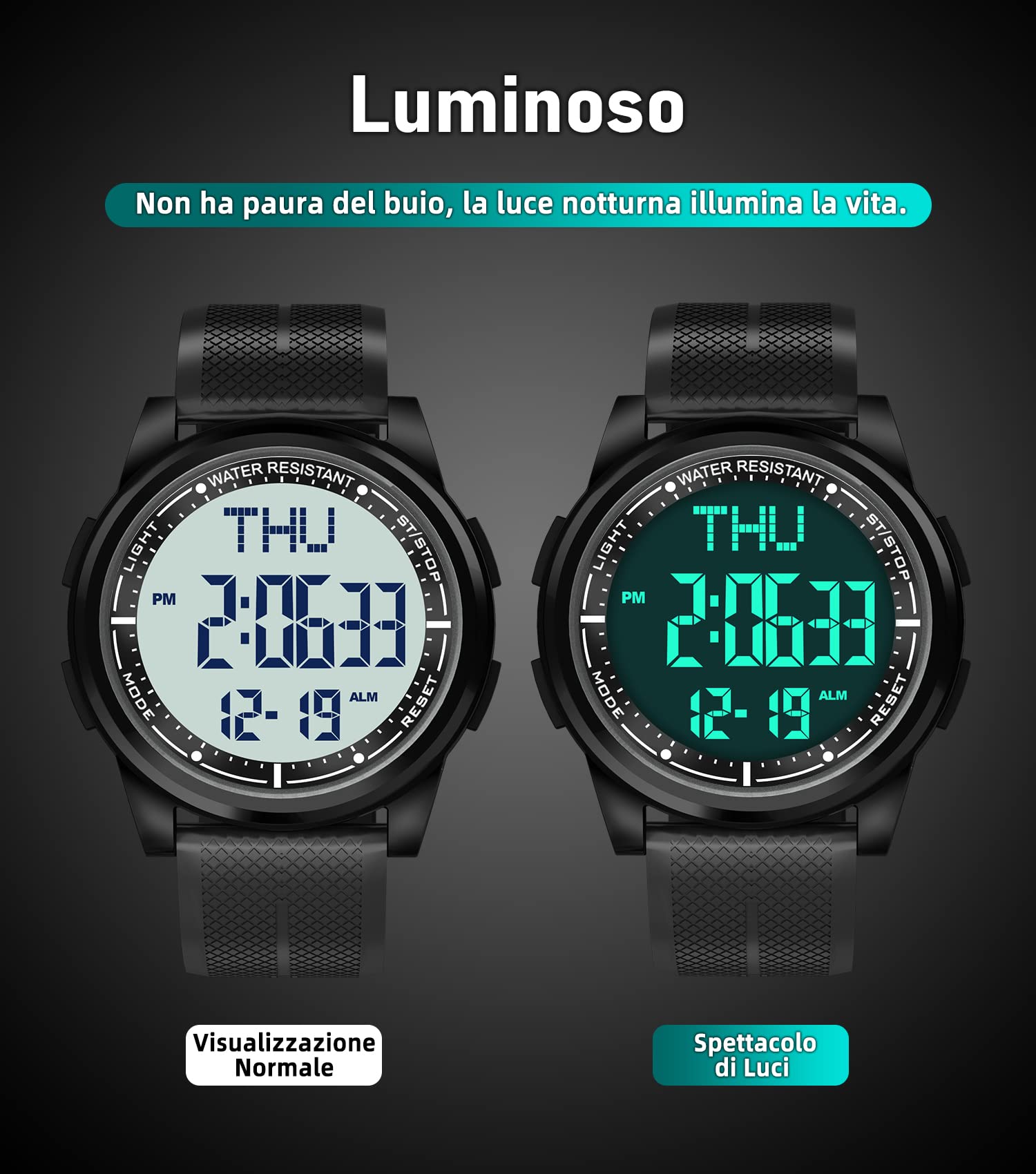 WIFORT Orologio Digitale da Polso, Orologio Sportivo Uomo Donna Impermeabile 5ATM Con Retroilluminazione a LED, Cronometro, Sveglia e Timer, Ultra-sottile Watches Unisex