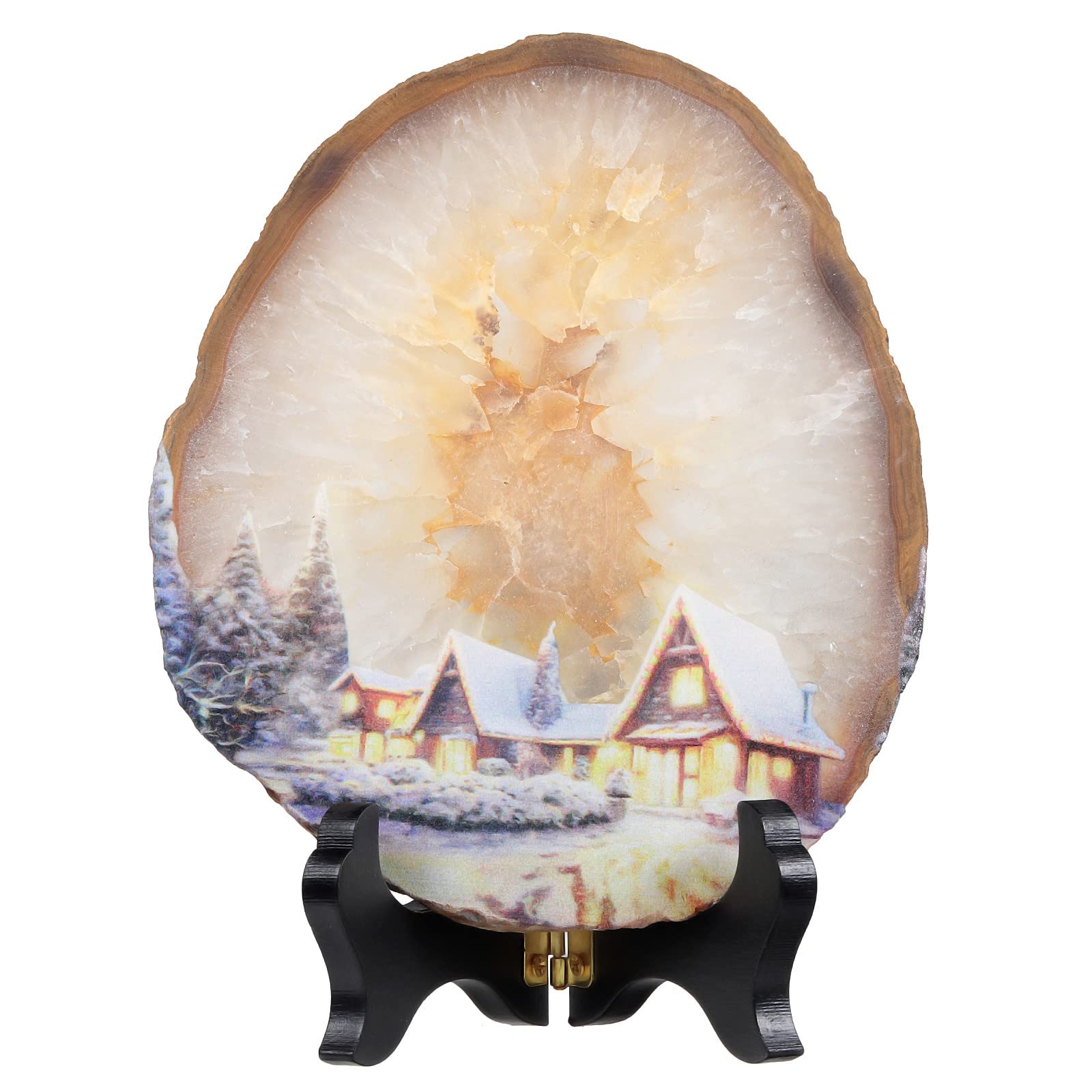 Decoración de rodajas de piedra de ágata natural Nupuyai para estanterías sin espacio