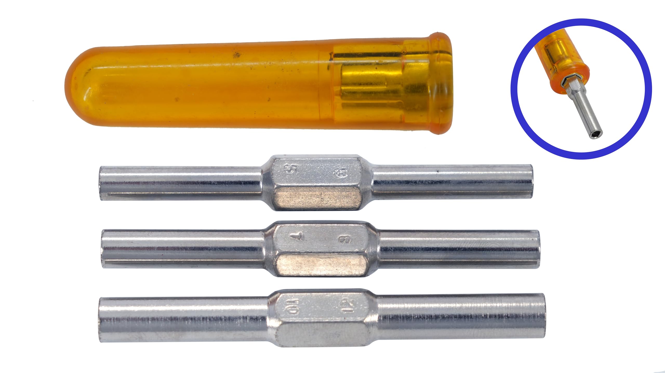 TAURISH Clock Winding & Let Down Release Tool (Sizes- 3.5 to 5.25mm) - Mainspring Let Down Tool with 6 Key Shafts - Steel (Nickel Plated) with Plastic Handle