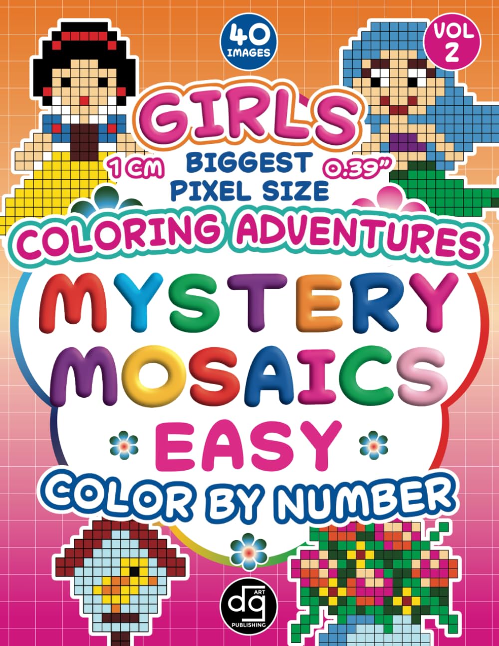 Mystery Mosaics with Easy & Big Size Pixels Color by Number Quest: Fun Coloring Adventures with Squares for Girls, Teens, Seniors and Adults for ... (Mosaic Stained Glass Color By Number)