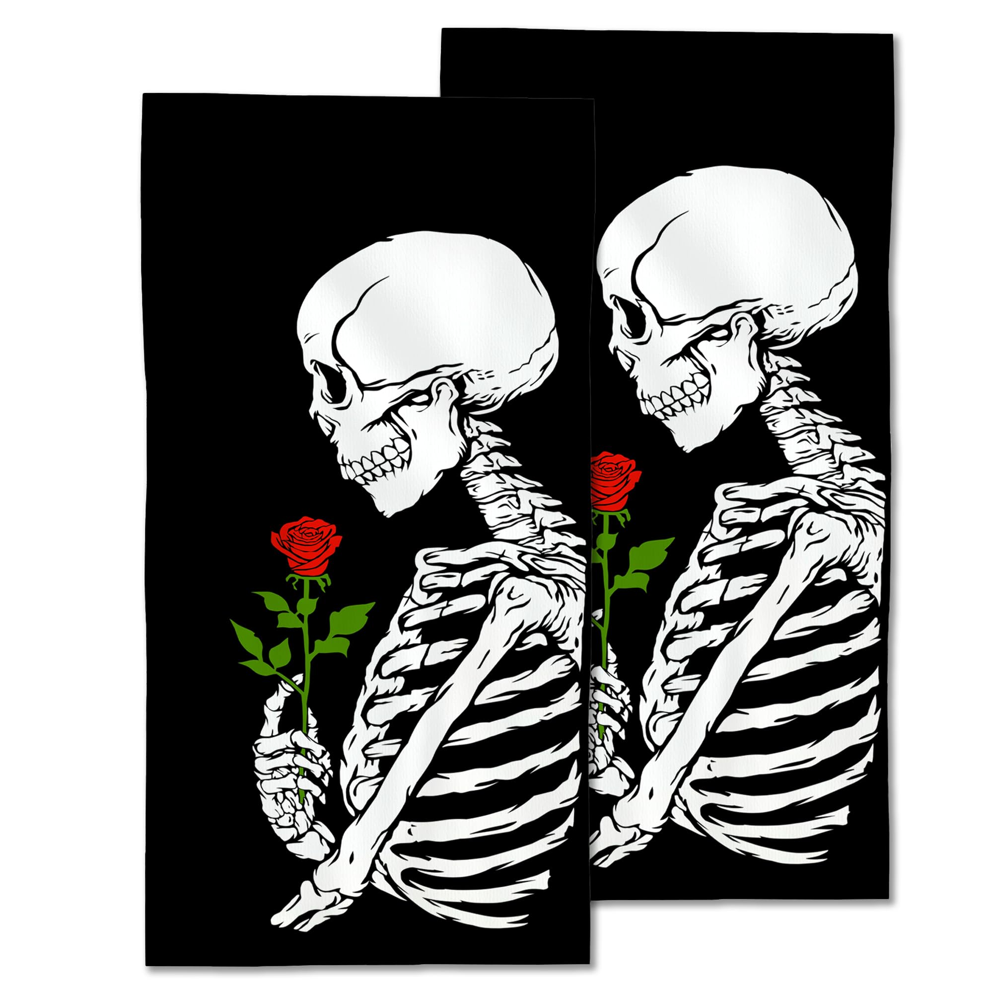 CXULIN Vintage Skull 2 Pack Hand Bath Towel,Rose Flower Fingertip Towel Bathtub Decorative Bath Towel Bathroom Kitchen Towel Set Highly Absorbent SPA Gym Towels 14x28 Inch