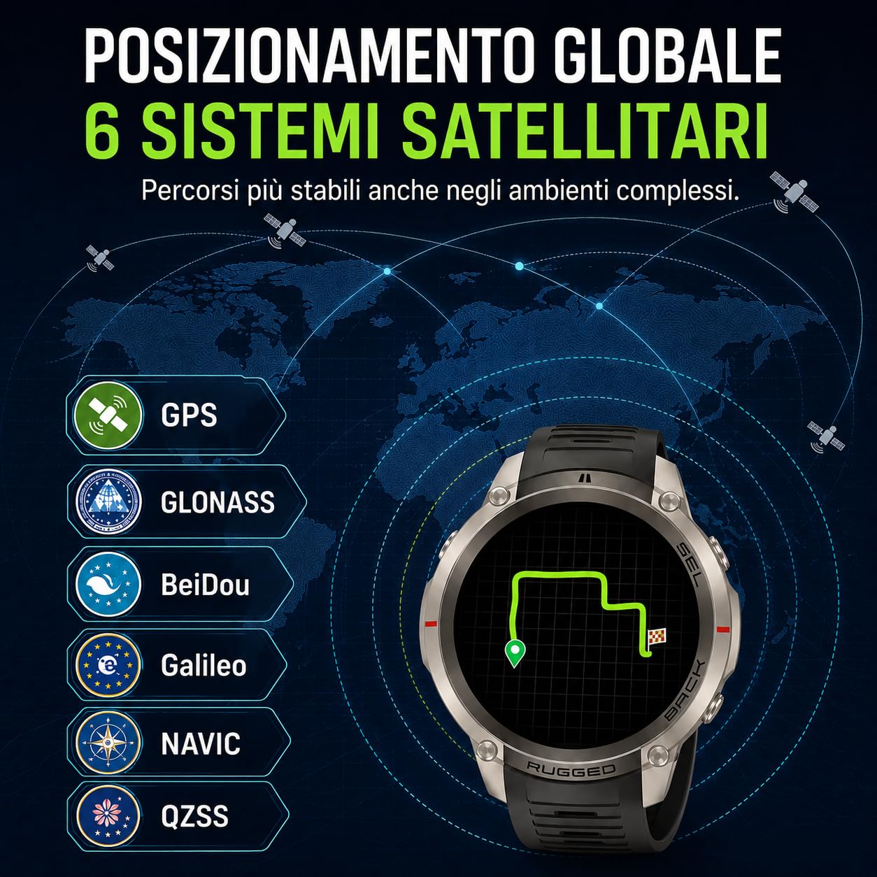 Reloj inteligente GPS con mapas fuera de línea, brújula, altímetro, tiempo – Reloj con pantalla AMOLED de 1,43 pulgadas, impermeable 50 m, monitor de corazón/oxígeno/presión, correa de gel de