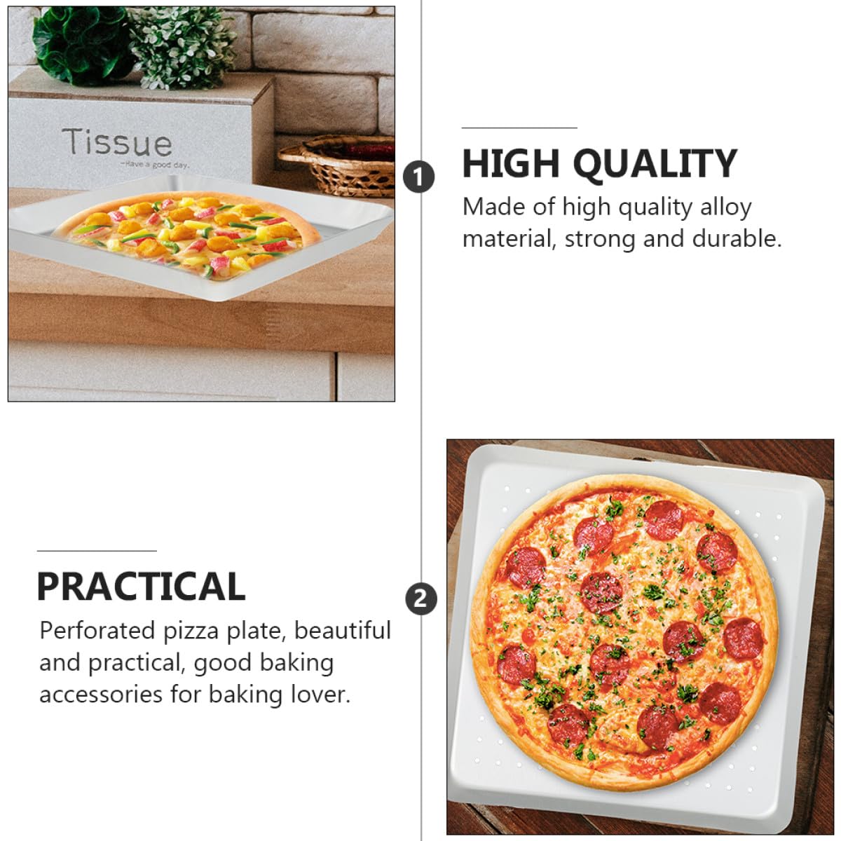 Praktische Pizzapfanne aus Aluminiumlegierung mit 3mm Löchern Chemisch Korrosionsbeständig und Leicht zu Entformen zum Backen Zuhause