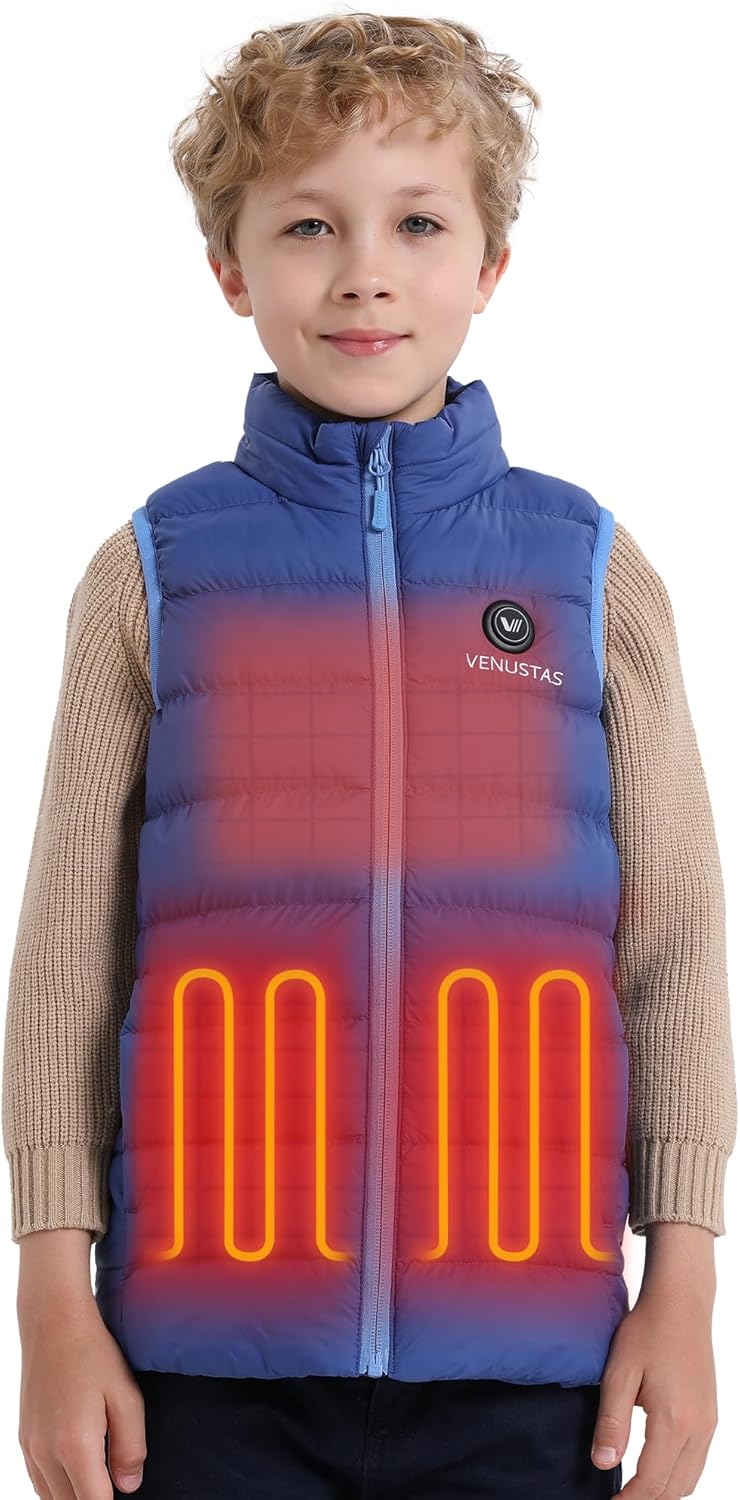 Venustas Boys Heated Vest with Battery Pack, Lightweight Warmer Electric Puffer Vest for Skiing