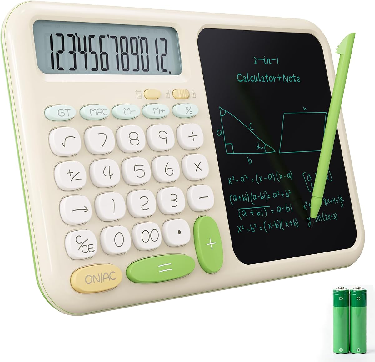Calculadora básica de escritorio con bloc de notas para la escuela GUYUCOM Cute Simple Big Button Standard Kawaii Calculator for Desk Back to School Supplies Calculadora no científica Calculadoras básicas verdes para estudiantes