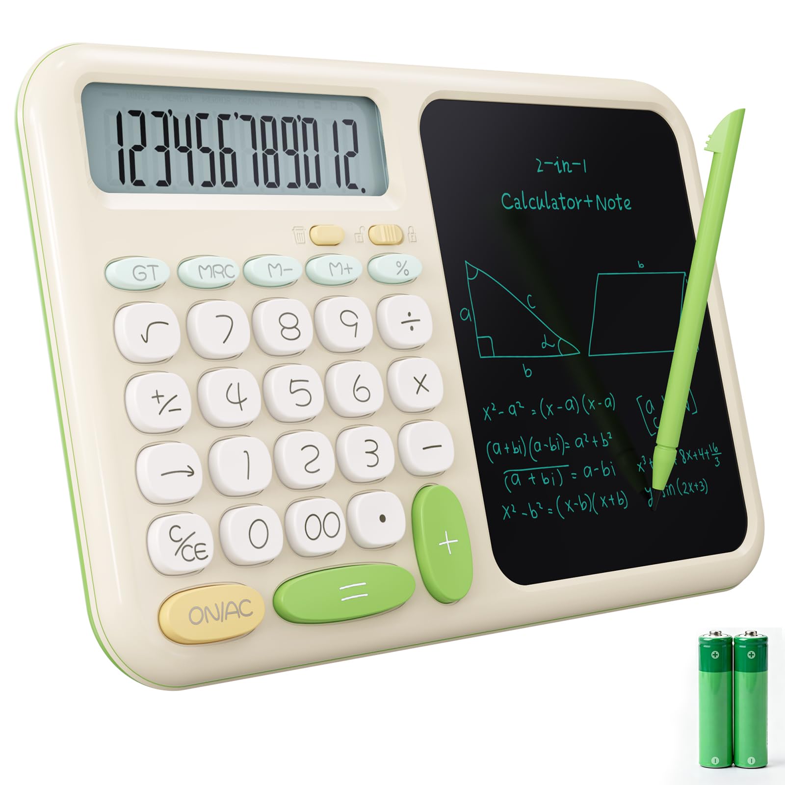 Photo 1 of Desk Basic Calculator with Notepad for School GUYUCOM Cute Simple Big Button Standard Kawaii Calculator for Desk Back to School Supplies Non Scientific Calculator Green Basic Calculators for Students