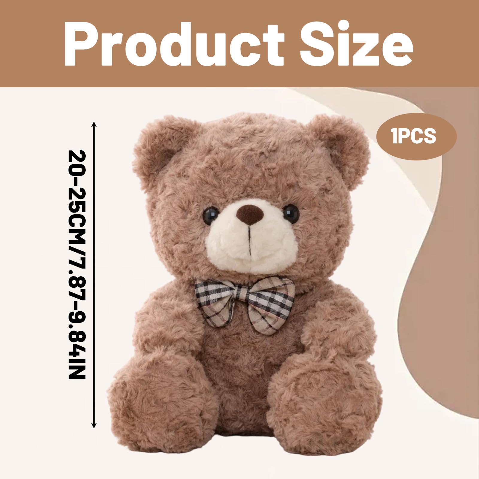 JISRKP Teddy Bear, Cute Plush Stuffed Animal with Bow Tie - Image 2